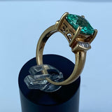 10k Yellow Gold Green Amethyst Diamond Ring 1.75/0.12 Size 5