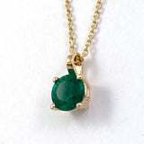 14k Yellow Gold Emerald Pendant and Chain Necklace