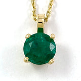 14k Yellow Gold Emerald Pendant and Chain Necklace