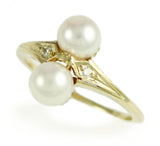 14k Yellow Gold Ring with Cultured Pearl/Diamond