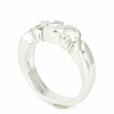 14k White Gold 3-Stone Cubic Ring