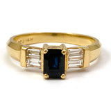 14k Yellow Gold Dark Sapphire / Diamond Ring