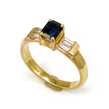 14k Yellow Gold Dark Sapphire / Diamond Ring