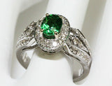 18k White Gold Tsavorite / Diamond Ring