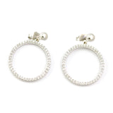 14k White Gold Diamond Circle Drop Earrings