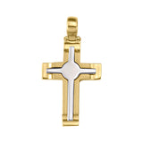 Yellow and White Gold Fancy Cross Pendant • 14k 18k