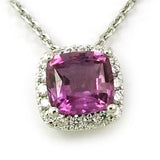 Vintage Antique 14k White Gold Purple Sapphire and Diamond Pendant