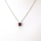 Vintage Antique 14k White Gold Purple Sapphire and Diamond Pendant