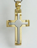 Yellow and White Gold Fancy Cross Pendant • 14k 18k