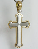 Yellow and White Fancy Gold Bottany Cross Pendant • 14k 18k