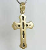 Yellow and White Fancy Gold Bottany Cross Pendant • 14k 18k