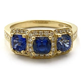 14k Yellow Gold Sapphire / Diamond Ring