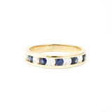 14k Yellow Gold Diamond and Sapphire Anniversary Band