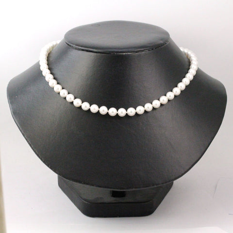 14k White Gold Cultured Pearl Strand Necklace, 18"