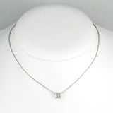 14k White Gold Princess Cut Diamond Pendant with White Gold Chain