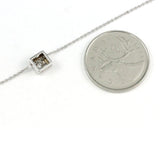 14k White Gold Princess Cut Diamond Pendant with White Gold Chain