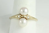 14k Yellow Gold Ring with Cultured Pearl/Diamond
