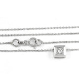 14k White Gold Princess Cut Diamond Pendant with White Gold Chain