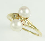 14k Yellow Gold Ring with Cultured Pearl/Diamond